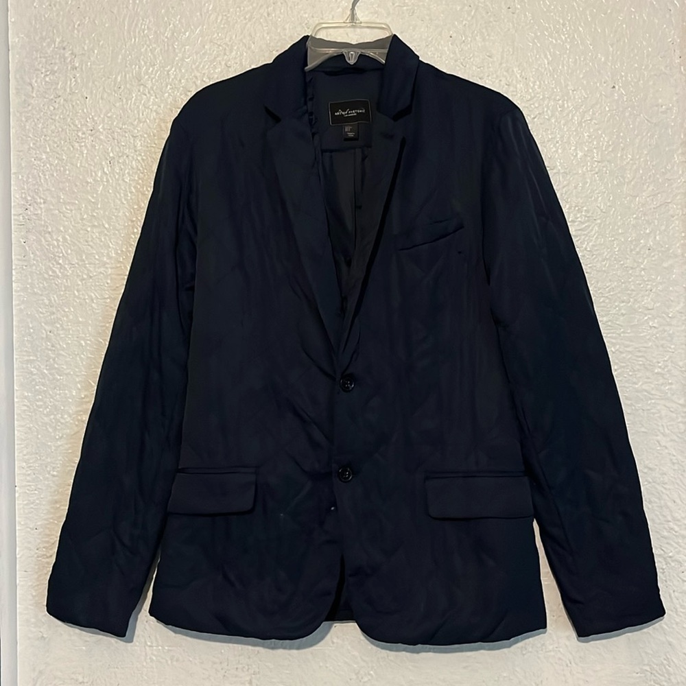 Art of Rhetoric navy blue quilted puff blazer, size small
